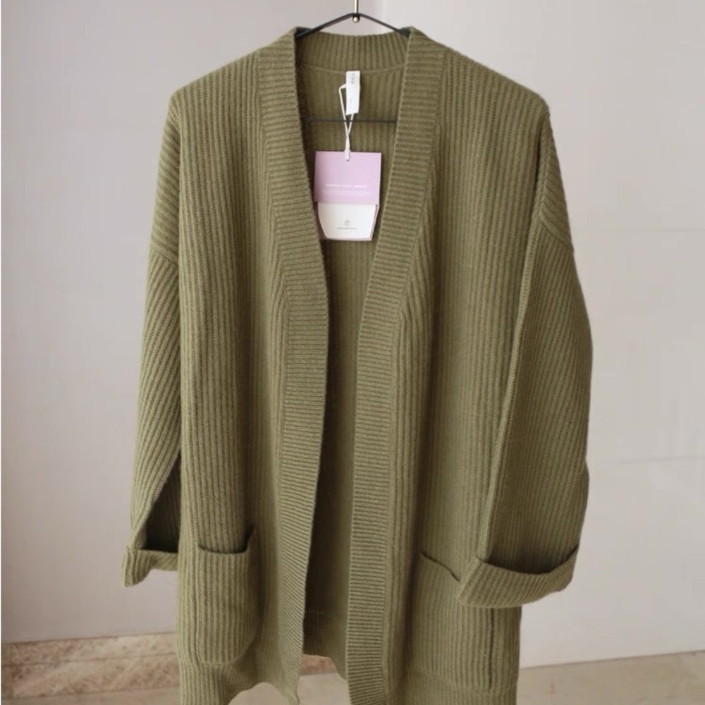 NAP Olive Green Cashmere Sweater cardigan - Picture 2 of 6